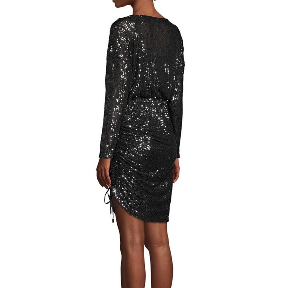 Free People Sequin Long Sleeves Minidress Graphite - Picture 3 of 5